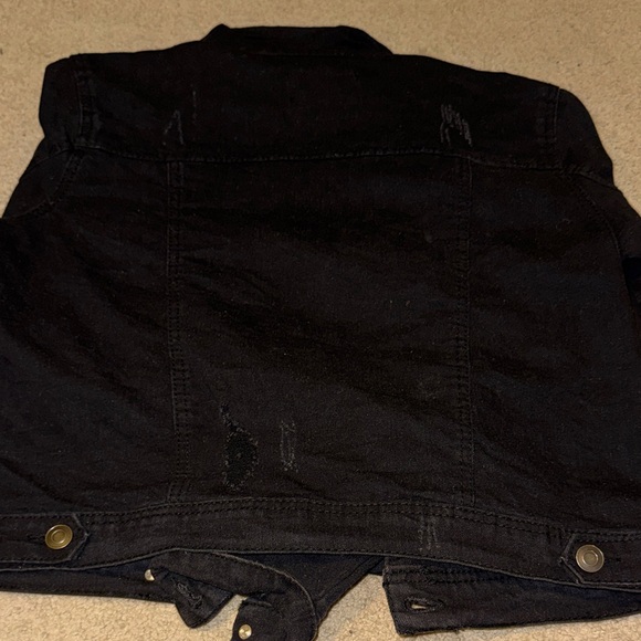 Black Distressed Denim Jacket - Picture 7 of 7